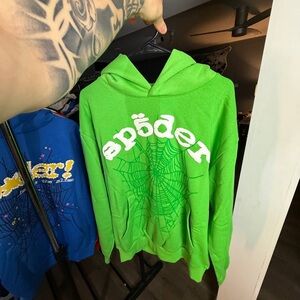 Sp5der Vibrant Green Hoodie Sweater